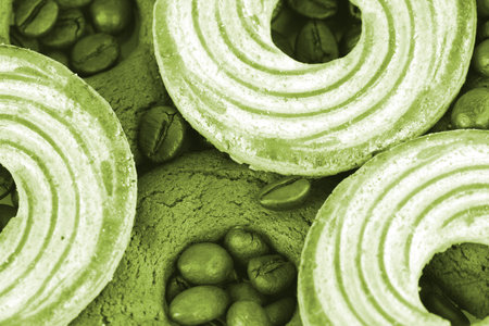 Sweet cookies with coffee grains.の写真素材