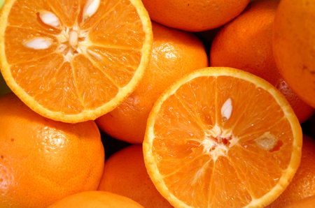 Macro picture of fresh orangesの写真素材