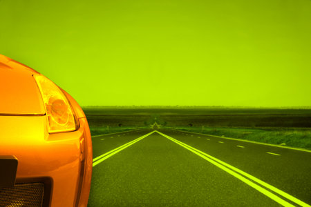 Sport car on the highwayの写真素材