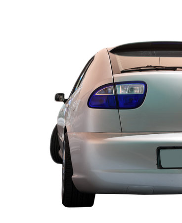 Car view from the back isolatedの写真素材