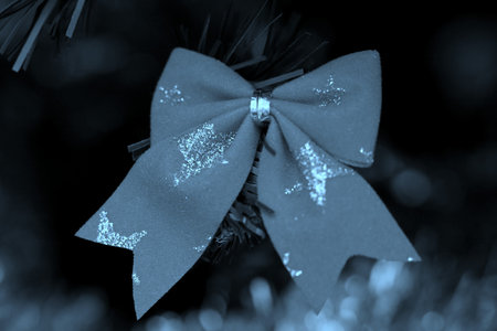 Close up of Christmas ornaments on tree.の写真素材