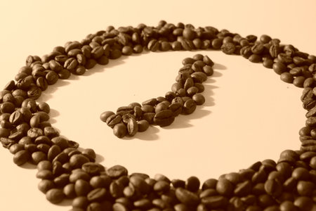 Claock made from coffee beansの写真素材