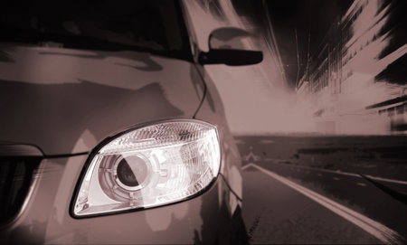 Fast car on the highway.の写真素材