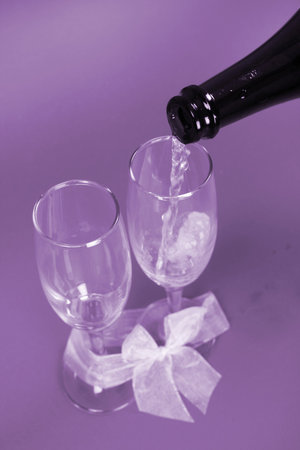 New year party with champagne glassesの写真素材