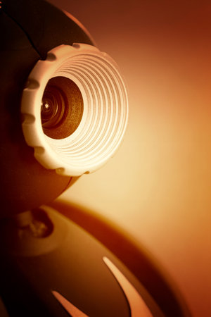Close-up picture of a web camera.の写真素材