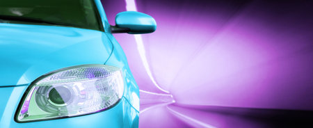 Great Car - Front side, half. On the road.の写真素材