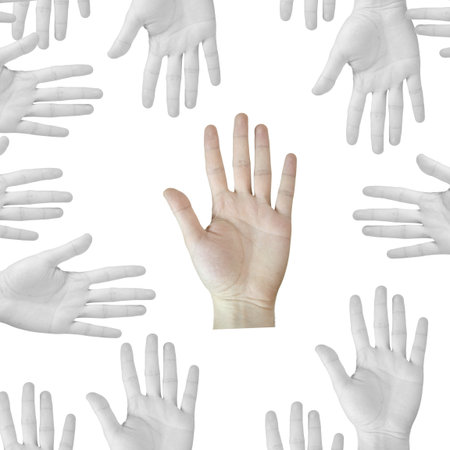 Many hands isolated on a white backgroundの写真素材