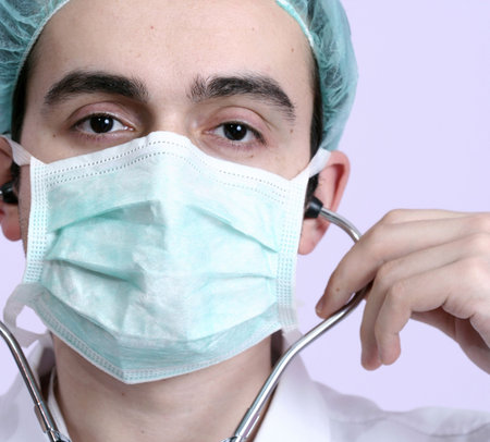 Portrait of a young doctor with stethoscope. More of this series on my portfolio !の写真素材