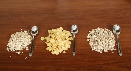 Different kinds of breakfast cereal.