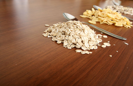 Different kinds of breakfast cereal.の写真素材