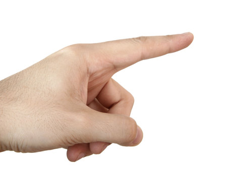 Man hand isolated on white background. Close up.の写真素材