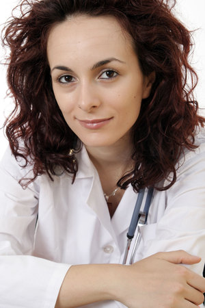 Close-up portrait of a young doctorの写真素材