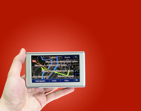 Gps in a man hand. Find your way !