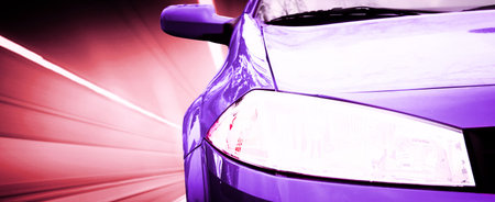 Great Car - Front side, half. On the road.の写真素材