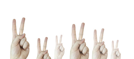 Hand sign. Answer concept. Good quality.の写真素材