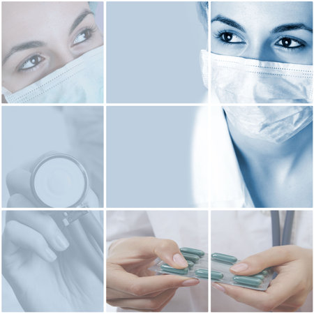 colorful medical collage made from great photographsの写真素材