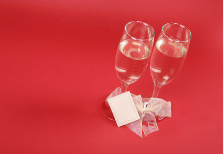 New year party with champagne glasses. Coppy spaceの写真素材