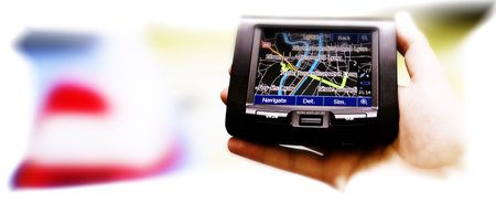 Gps in a man hand. Find your way !