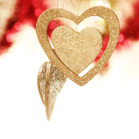 Close-up of yellow hearts decoration.の写真素材