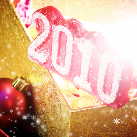 2010 on a yellow present box.