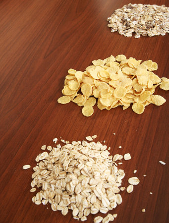 Different kinds of breakfast cereal.