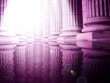 Close-up of a bright classical pillarの写真素材