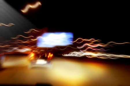 Cars on the road - Night shoot. Moving.の写真素材