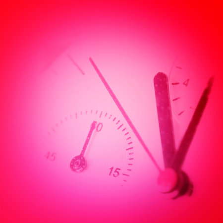 Close-up of pink car tachymeter.の写真素材