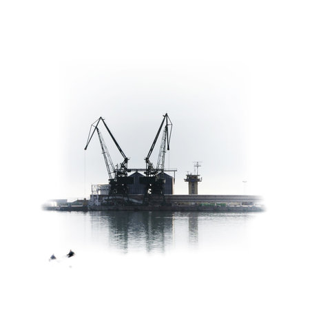 White sailing boats in port.の写真素材