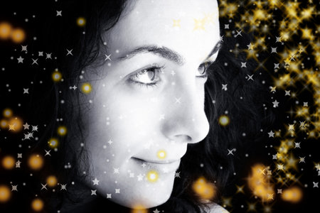 Close-up of a beautiful woman face.の写真素材