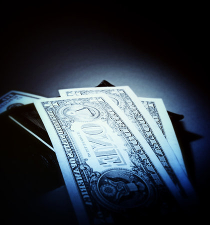 Macro image of a black leather wallet