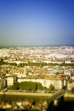 An aerial view of Lyon, Franceの写真素材