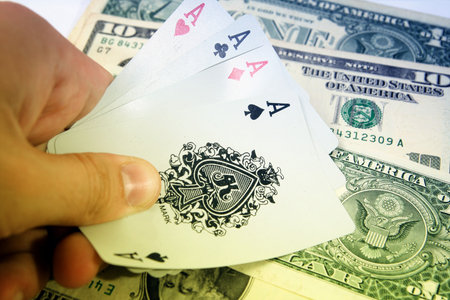Macro image of money in a man handのeditorial素材