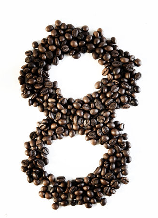 Numbers made from coffee beansの写真素材
