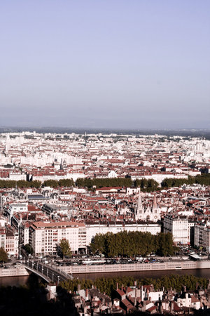 An aerial view of Lyon, Franceの写真素材