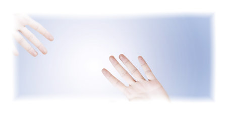 A man hand ask for help. Isolated on background.の写真素材