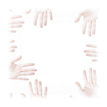 Many hands isolated on a white backgroundの写真素材