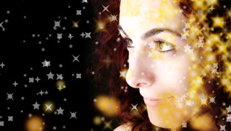 Close-up of a beautiful woman face.