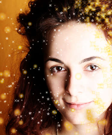 Close-up of a beautiful woman face.の写真素材