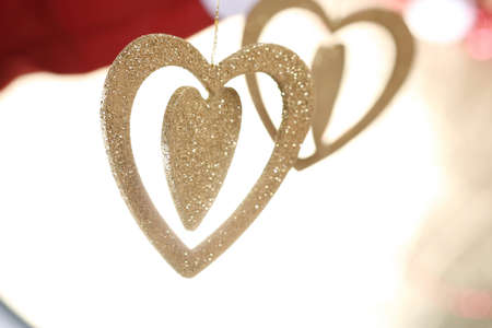 Close-up of yellow hearts decoration.の写真素材