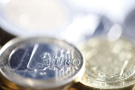 Close up photo of many euro coinsの写真素材