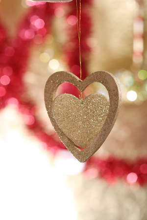 Close-up of yellow hearts decoration.の写真素材