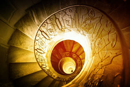 Very old spiral stairway caseの写真素材