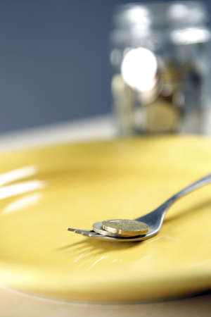 Close up photo of some money, ready to be eatenの写真素材