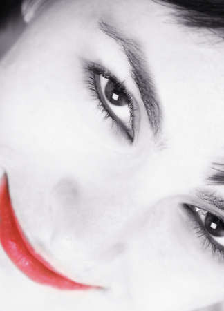 Closeup of beautiful young woman face.の写真素材