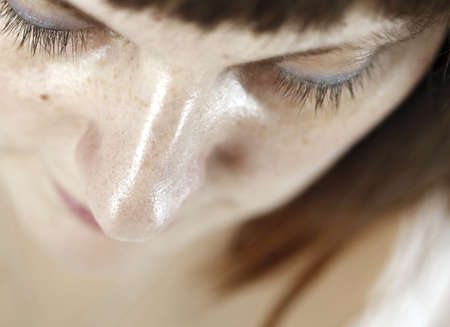 Close up portrait of a young caucasian womanの写真素材