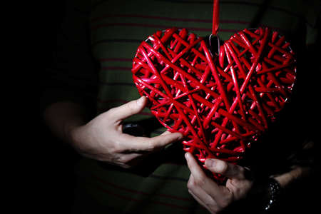 Hand made red heart - symbol of loveの写真素材