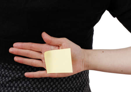 Woman in black and post itの写真素材