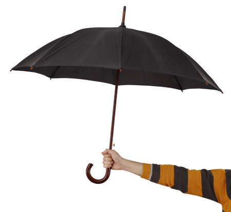Big umbrella, isolated on white, hold in handの写真素材