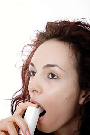 Young girl having an allergy.の写真素材